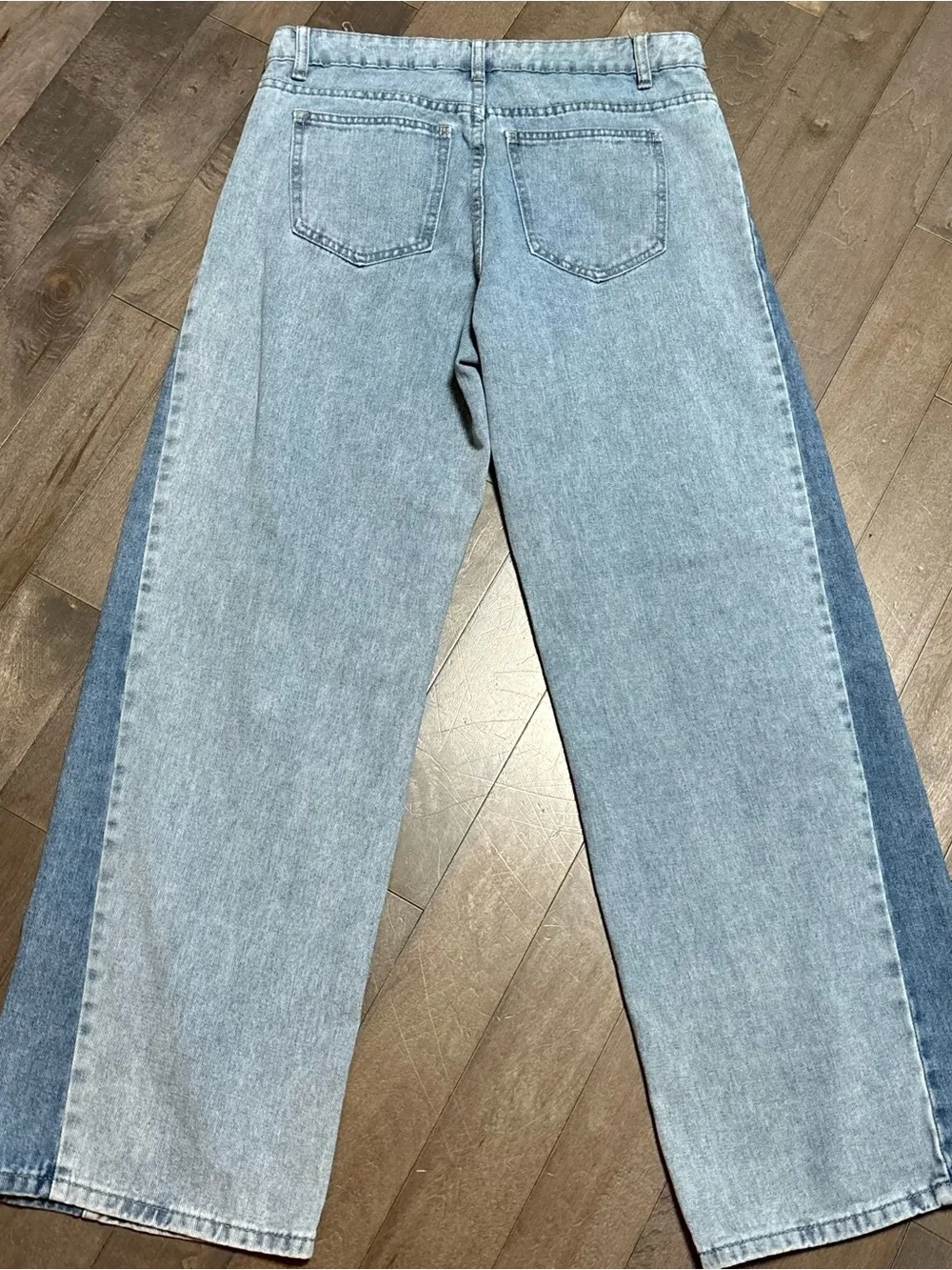 BlueFox Collective Jeans Womens 7 Wide Leg Color Block Light Wash High Rise - Picture 7 of 9